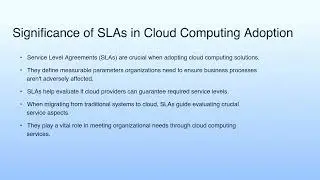 Significance of SLAs in Cloud Computing Adoption | Service Level Agreement