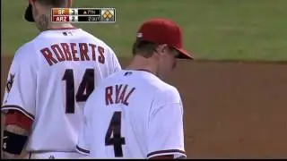 2009 Giants: Randy Winn hits a grounder to first, Fred Lewis scores on an error by D-backs (9.23.09)
