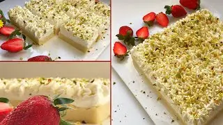وصفة سميد بالقشطة سهلة من أطيب الحلويات العربية والرمضانية حلى بالقشطة بطعم ومذاق يضاهي أفخم المحلات