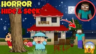 SHINCHAN Plays HORROR HIDE-AND-SEEK with Herobrine in Minecraft 😨😱