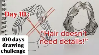 Day 10 : Simple Cartoon Hair || 100 days drawing challenge || #ASMRdrawing #easydrawing