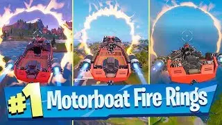 Jump a Motorboat through different Flaming Rings