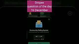 Dropee question of the day 16 December | Dropee question of the day@CryptoTechSunil