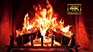 🔥Rustic Fireplace Crackling 24/7 | ❄️Snowy Forest Cabin Views | Winter Ambience (No Music)