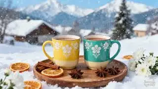 HAPPY JAZZ MUSIC 🎶 Instrumental Background ☕ Coffee Outdoor Ambience ❄️ Relax Mood in Village