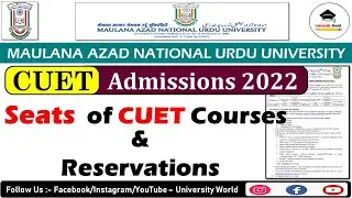 Manuu CUET Courses Seats 2022 || Cuet Courses Seats || Cuet Admission 2022 || @UniversityWorld
