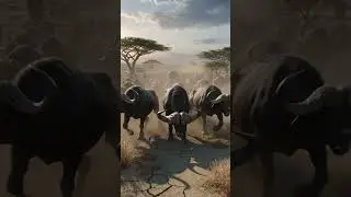 Buffalo Herd vs Lion #youtubeshorts