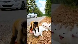 Monkey Saves a Rabbit Mom&rsquo;s Life 🐵🐰 | Emotional Rescue Story#Monkey #Rabbit #AnimalRescue