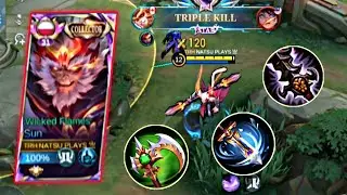 SUN BEST FIGHTER AND EXPLAIN AND BUILD AND EMBLEM 🔥 MLBB BEST BUILD SUPREME SUN AND GAMEPLAY!!!