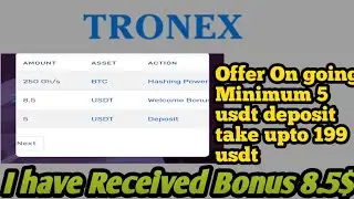 Tronex Mining Unlimited Days| Offer On Going Reward: Upto 199$ | #earnmoneyonline #cryptocurrency
