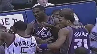 Rodney Rogers ejected after flagrant foul on Hakeem Olajuwon