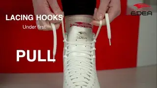 Lacing the hooks on figure skates - under first