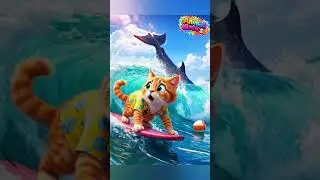 😱OMG. Help The  cat. #cute #animals #cartoon #aivideo #whale.