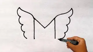 How to draw cute parrot from letter M | easy parrot bird drawing for beginners | Letter drawing 