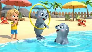 The Crying Baby Seal Missed the Hoop Toss 🦭🏀 | Funny Toddler Song | Kids Rhymes