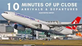 10 MINUTES of UP CLOSE Arrivals & Departures at Manchester Airport - WINTER PLANE SPOTTING