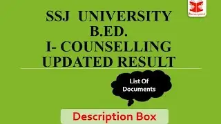 SSJ University B.Ed Counselling Updated result!!!