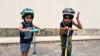 Veom Teaches Jishank to Ride a Scooter | Fun Brothers' Day Out! 🛴#diy #fun #scooter #brother #love