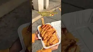 CHEESE WATERFALL Over Hot Chicken! 🧀🔥 #shorts #foodieflowtv #macncheese #streetfood