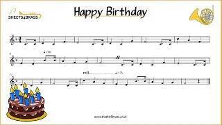 Happy Birthday - French Horn Solo with Sheet Music and Play Along