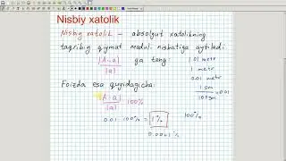 Nisbiy xatolik. Algebra 8-sinf. 50-dars