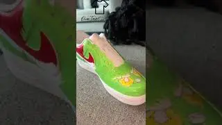 The Grinch Custom Hand Painted Shoes #Shoes #customshoes #handpainted #nikeairforce1