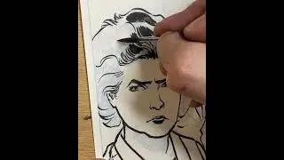 Inking hair with a brush #comics #art #drawing #bandedessin&eacute;e #inking