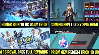 😍 HONOR SPIN DAILY 0-UC TRICK | A16 ROYAL PASS FULL REWARDS | NEXT LUCK SPIN GROZA | 4.1 UPDATE BGMI