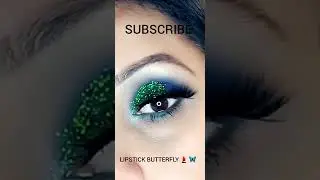 Peacock inspired makeup look tutorial Green glitter #shorts