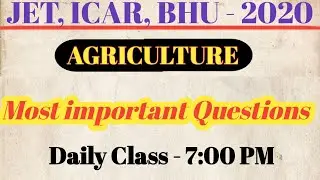 JET, ICAR, BHU - 2020 | Agriculture by Sandeep sir | Agriculture important Questions in hindi