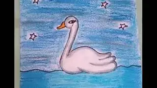 Easy Beautiful Swan in Moonlight drawing