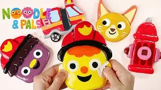 Here Comes The Fire Truck | super simple songs Noodle & Pals clay cracking ASMR 39 #95