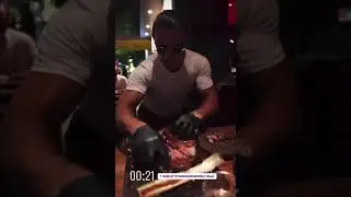 Nusret Saltbae Show Salt Rain Reverse Loop at Beverly Hills Steakhouse