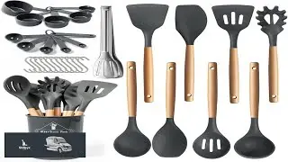 77L Silicone Cooking Utensils Set with Holder 32 PCS Non Stick Kitchen Cooking