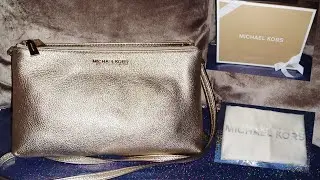 👑 MICHAEL KORS 👑 Jet Set Metallic Pebbled Leather Double-Zip Crossbody Bag | Unboxing &Review &WIMB❓