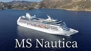MS Nautica @OceaniaCruises on Patmos, Greece - by drone [4K]. #oceaniacruises