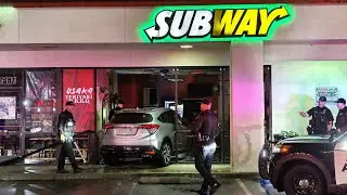 Car Crashes Into Subway Restaurant Burbank CA