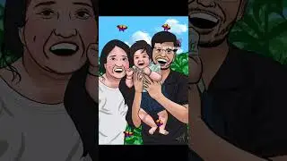 Family Cartoon Animation || Digital Art || Strokes of Brush #brushstrokes #art #paintingstyles