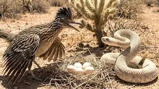 Rattlesnake vs Roadrunner!  at the Nest | Brutal Wild Animal Battle.