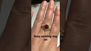 #jewelry fashion ruby wedding ring set for woman #moissanitediamonds #14kgoldring #moissanitering