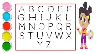 Alphabets writing along dotted line colour Paint Kids abcd kids video collection for Kids #alphabet 