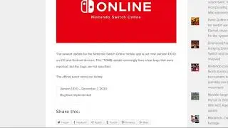Nintendo switch online app firmware update 11 0 0