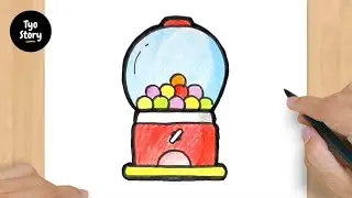 #854 How to Draw a Gumball Machine - Easy Drawing Tutorial
