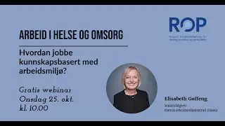 NKROP-webinar: Hvordan jobbe kunnskapsbasert med arbeidsmiljø?