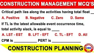 construction planning and scheduling mcq | MCQ on Construction management | CPM, PERT MCQ | planning