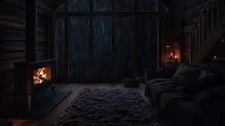 Cozy Warm Cabin 🔥 Crackling Wood Stove | Dark, Wet & Scary Night Outside 🌧️