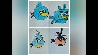 How to draw angry birds THE BLUES , BUBBLES , ICE BIRD and LUCA (part - 3) #easy #drawing