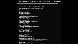 Apple devices: information disclosure (CVE-2025-24117)