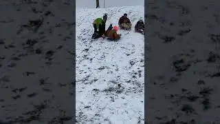 Sledding on a Snow day ☃️❄️ | Wipeout #Shorts