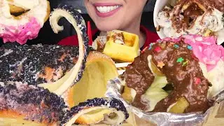 OREO CHIMNEY CAKE, FERRERO & OREO WAFFLES, ASSORTED FRIED DONUTS 🍩 | ASMR No Talking | Eating Sounds